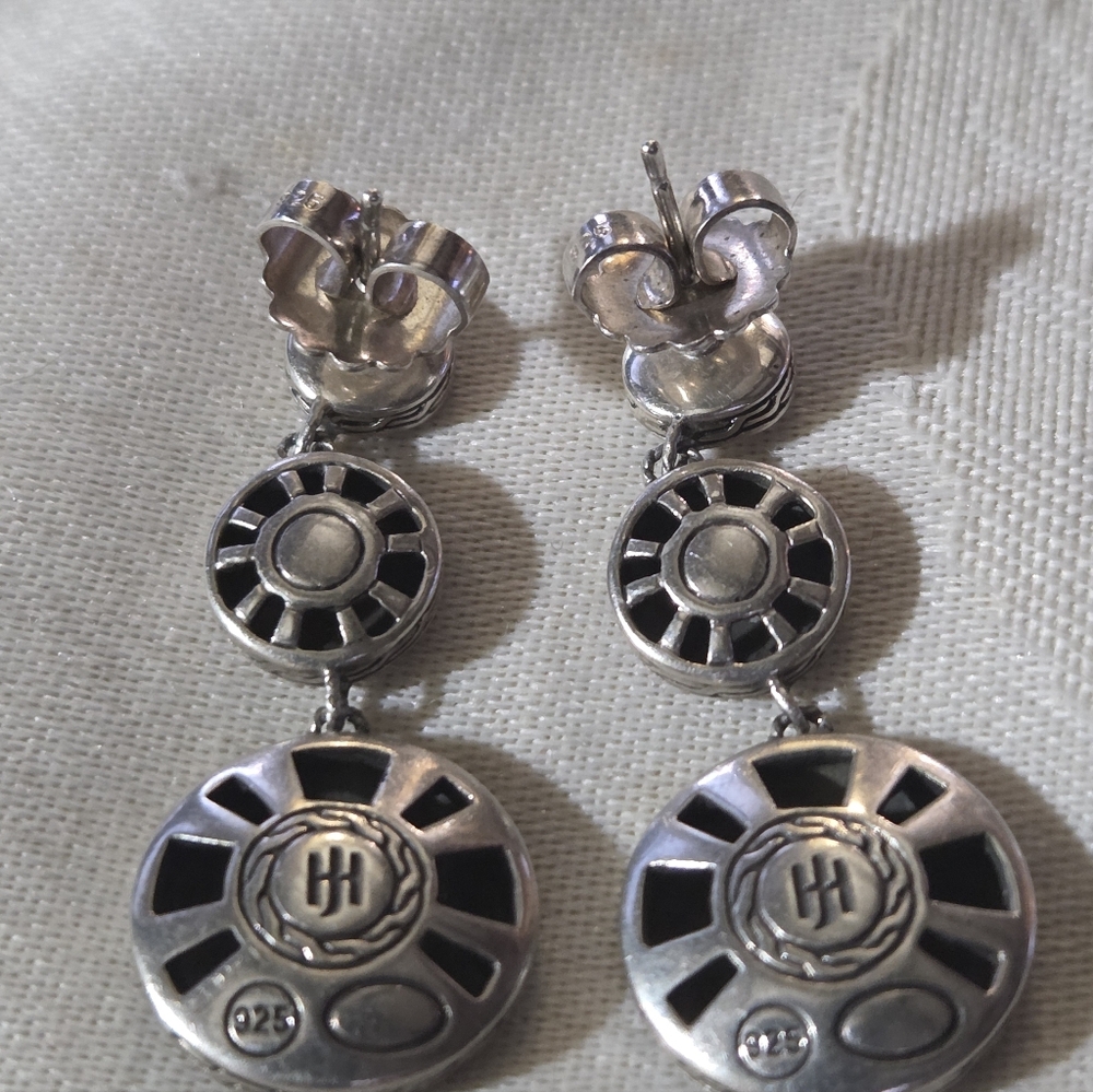 John Hardy Palu Sterling Silver Triple Drop Linear Earrings - Picture 3 of 11